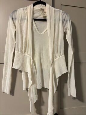 Fuzzi sheer cream nylon top- Small